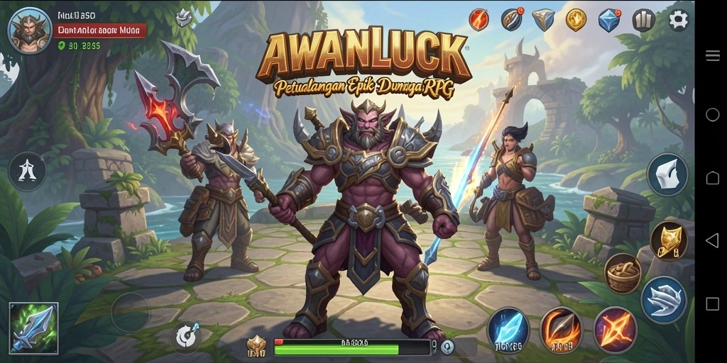Tangkapan layar gameplay AWANLUCK dengan aksi seru RPG.
