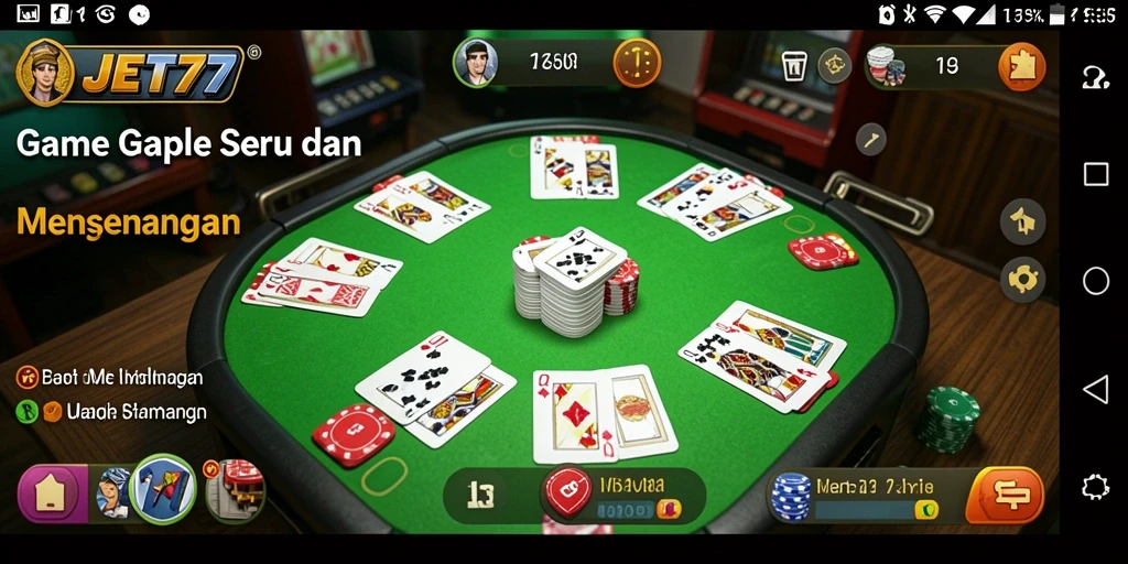 Screenshot gameplay JET77 yang menunjukkan keseruan Gaple.