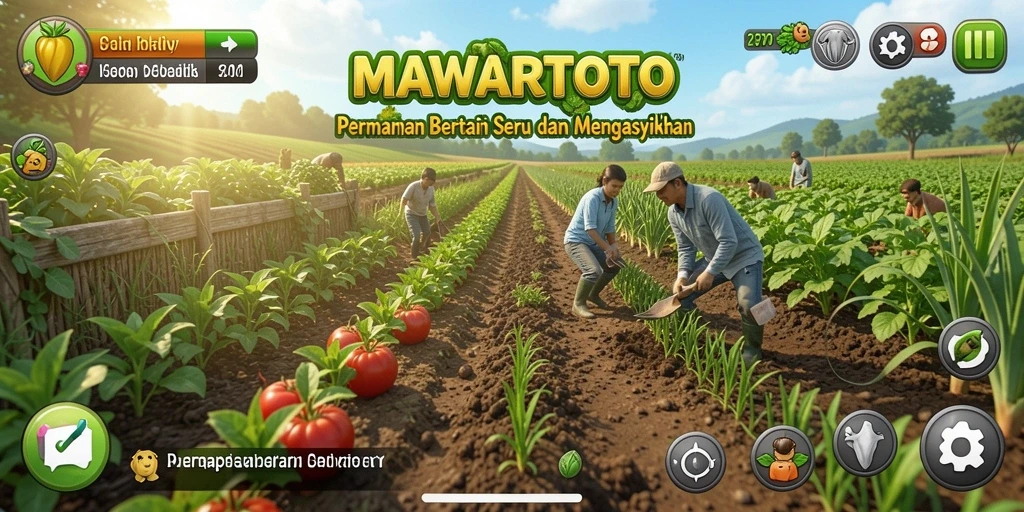 Tampilan screenshot <strong>MAWARTOTO</strong> menunjukkan aktivitas bertani yang seru dan interaktif.