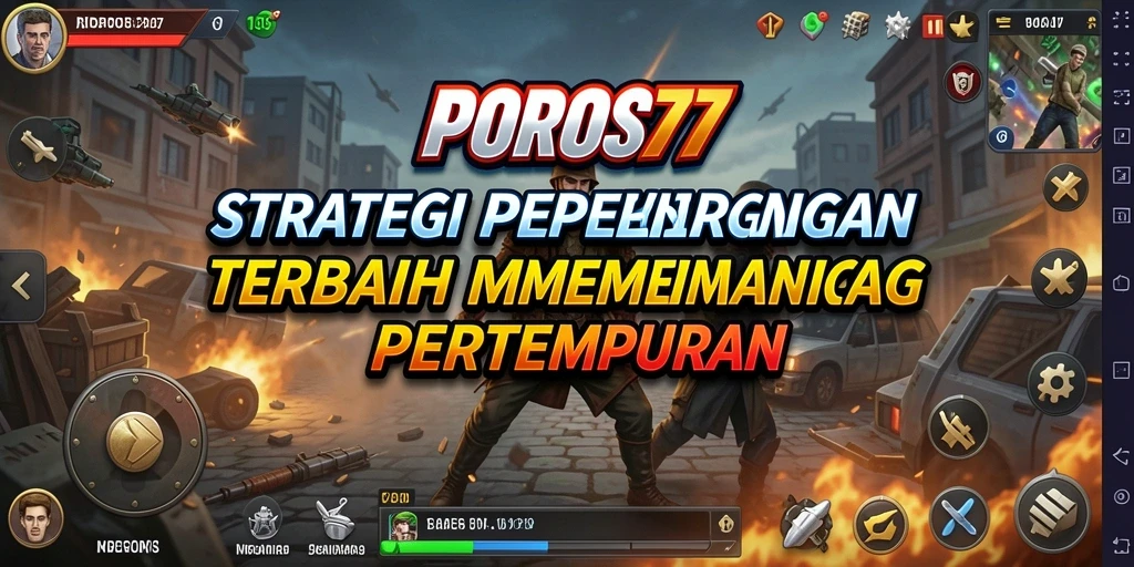 Screenshot menunjukkan aksi intense dan strategi dalam permainan POROS77.