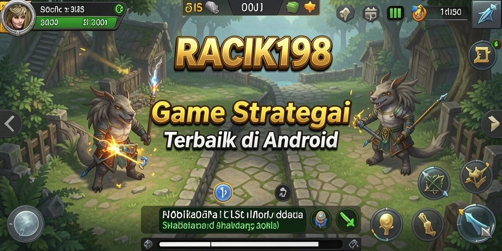 Screenshot menampilkan pertarungan strategi dalam RACIK198.