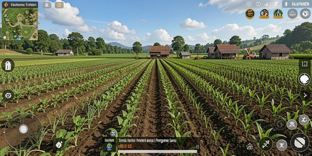 Menampilkan gameplay RAJAPANEN dengan pengalaman bertani yang menyenangkan.
