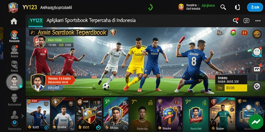 Screenshot YY123 menampilkan tampilan aplikasi Sportsbook yang menarik.